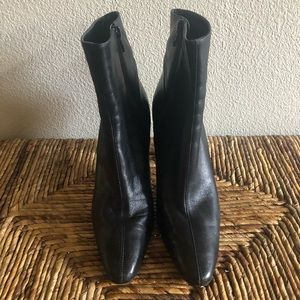 Yves Saint Laurent Almond Toe Leather Booties